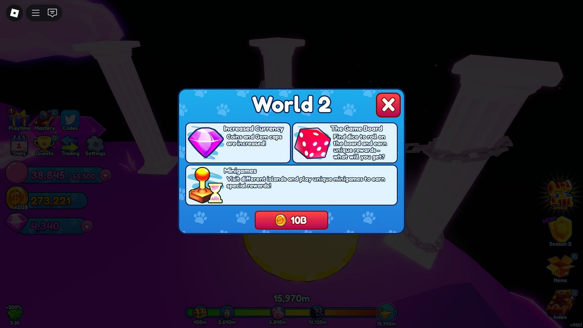 World 2 unlock requirements (Image via Roblox)